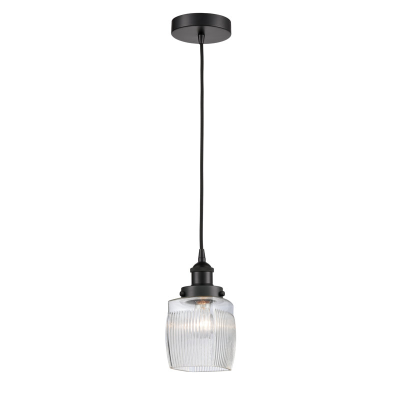 Luminaire suspendu simple à 1 lumière Mireya, Noir mat