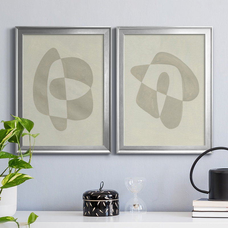 Soft Shape III - Ensemble de 2 peintures sur toile encadrées, Cadre argenté, H 30,5 po x l 45 po x P 1 po