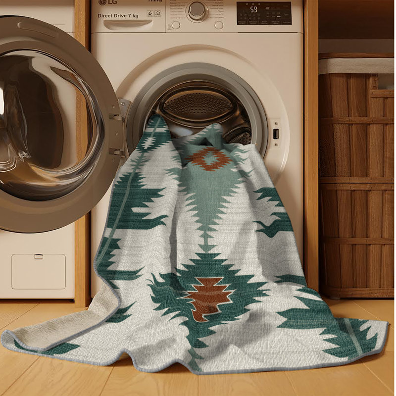 Washable Sagebrush Southwestern Area Rug, Rectangle 7' x 10'