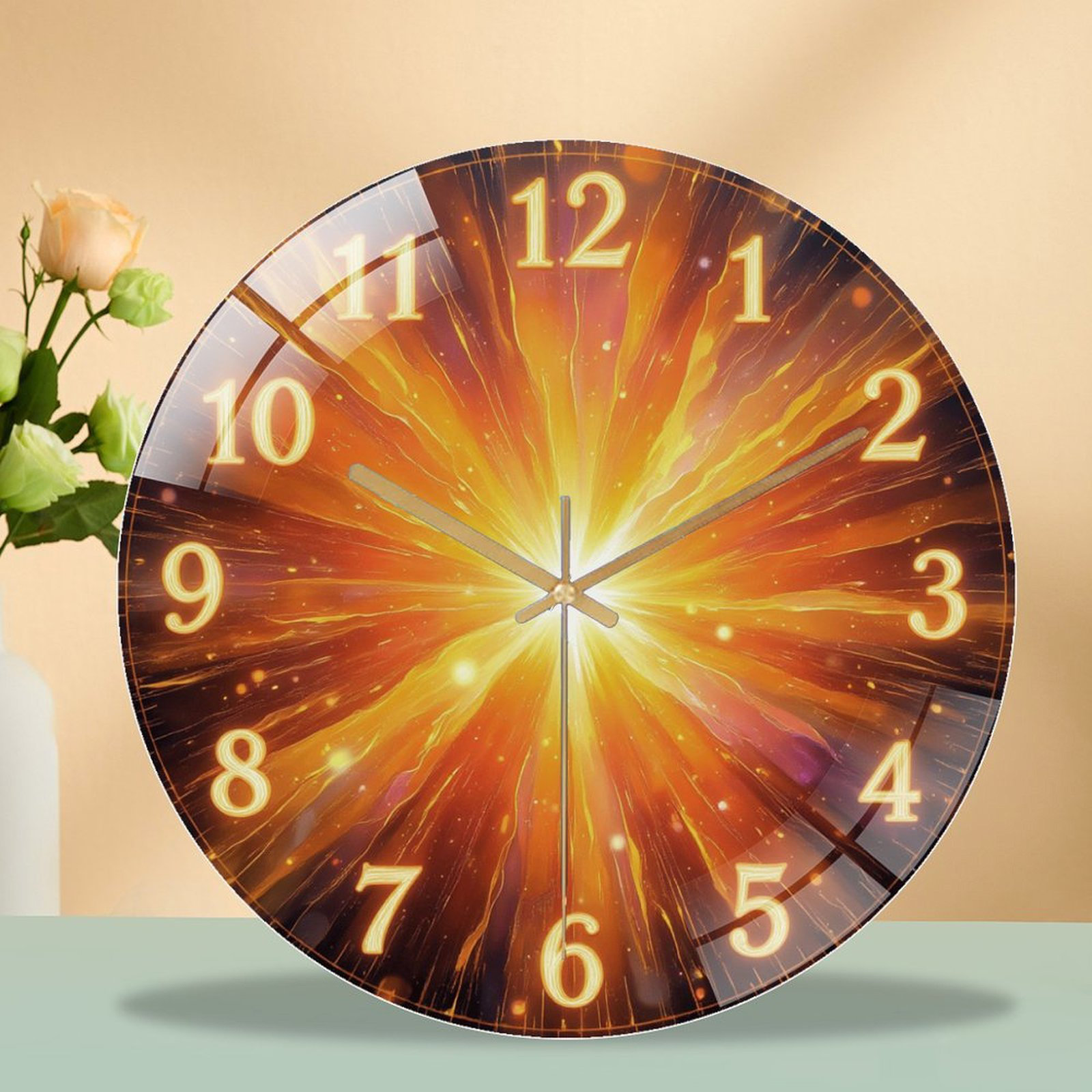 East Urban Home 12" Round Tempered Glass Wall Clock with Silent Quartz ...
