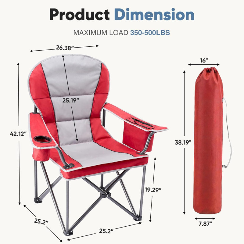 Chaise pliante en tissu, Red/Gray