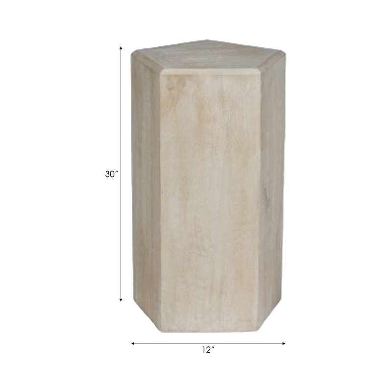 Elegant Natural Wood Accent Side Table With Geometric Design - Distinctive Narrow End Table For Modern Living Room Spaces - Tan