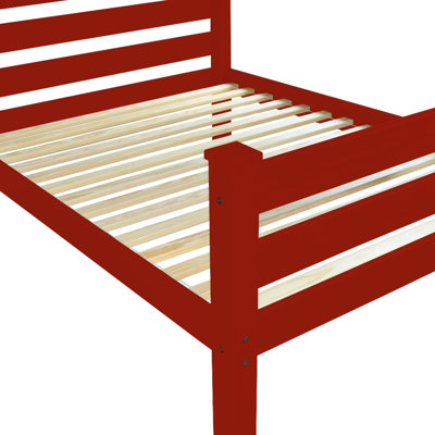 Structure de lit simple en bois massif Manchester - rouge, simple