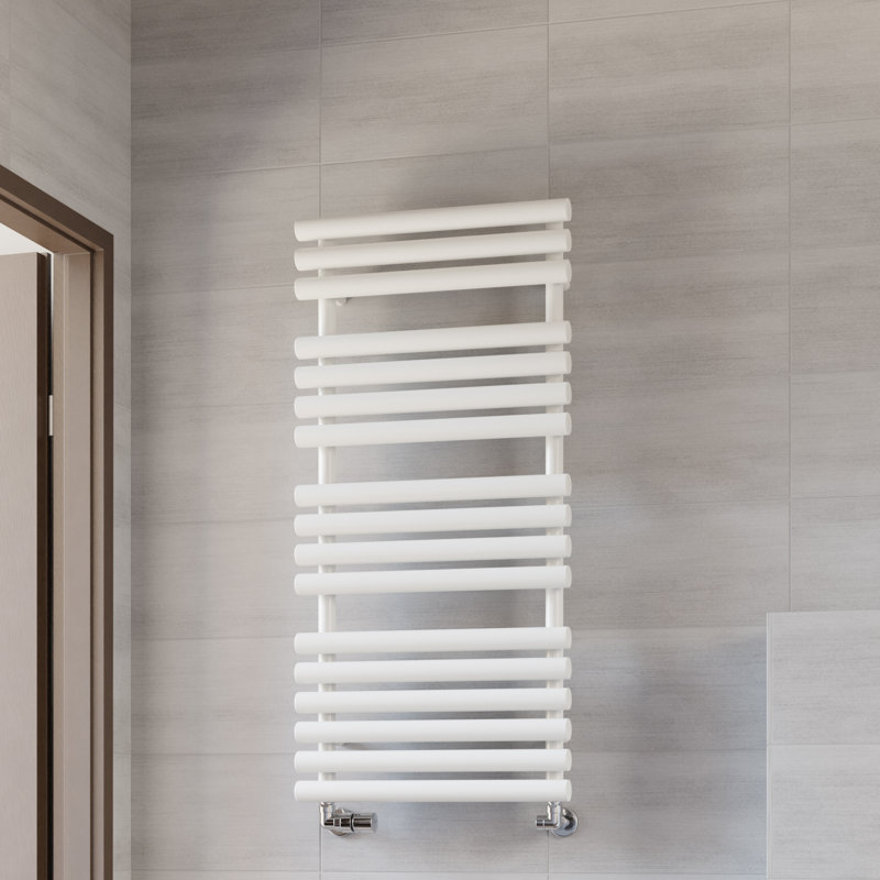 Rolo Towel Heated Towel Rail, 1360cm H x 520cm W x 123cm D, White