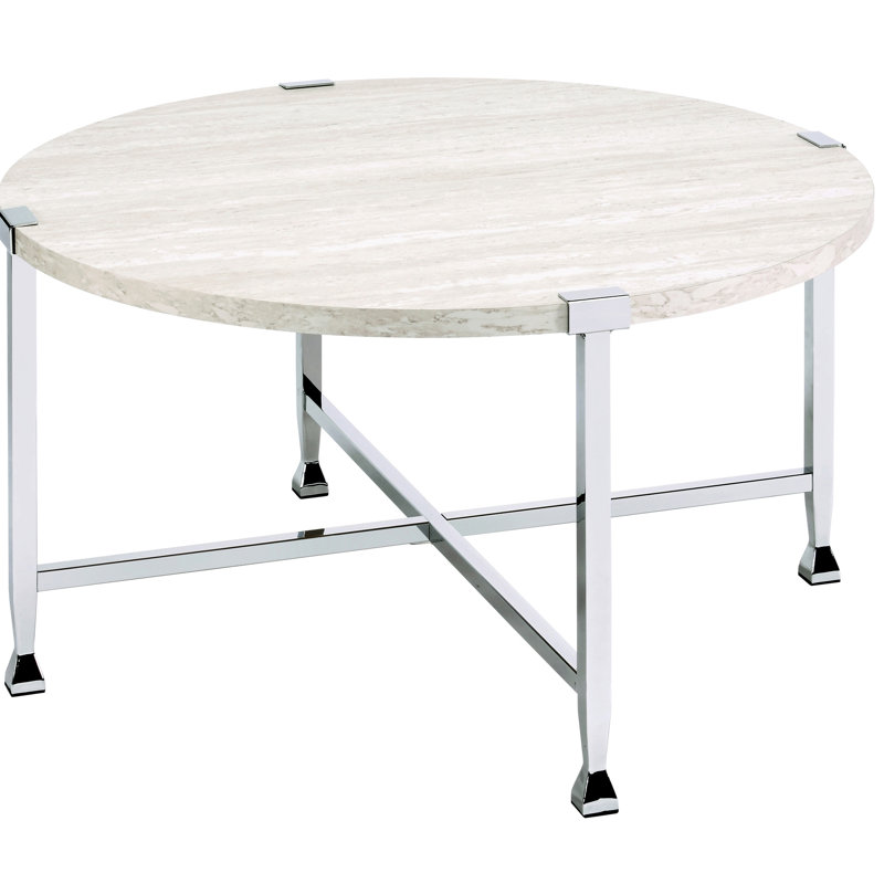 Chêne blanc et table basse - Structure industrielle et ronde créée