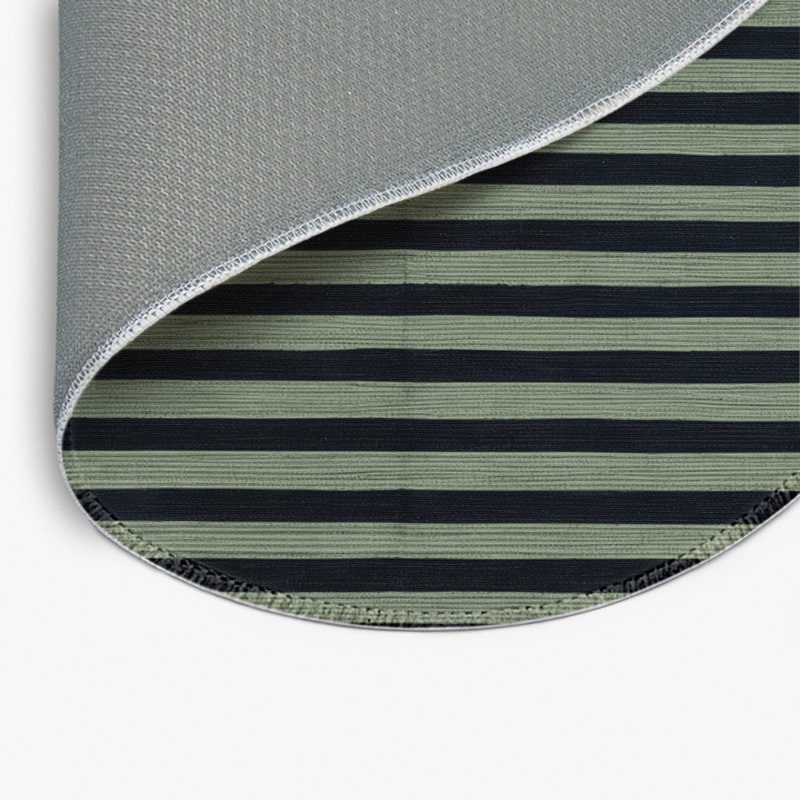 Tapis intérieur / extérieur vert HorizontalStripes, Rond 5 pi