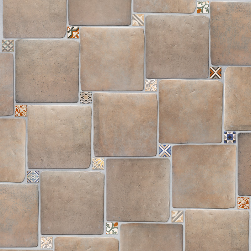 Benisa Marelle avec taco 11-7 / 8 po X 14 po Carreau de porcelaine pour plancher et mur, Beige