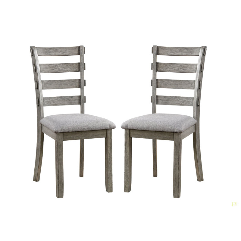 Ensemble de chaises de salle à manger rembourrées avec ensemble de 2 chaises d'appoint à dossier en échelle à finition brossée