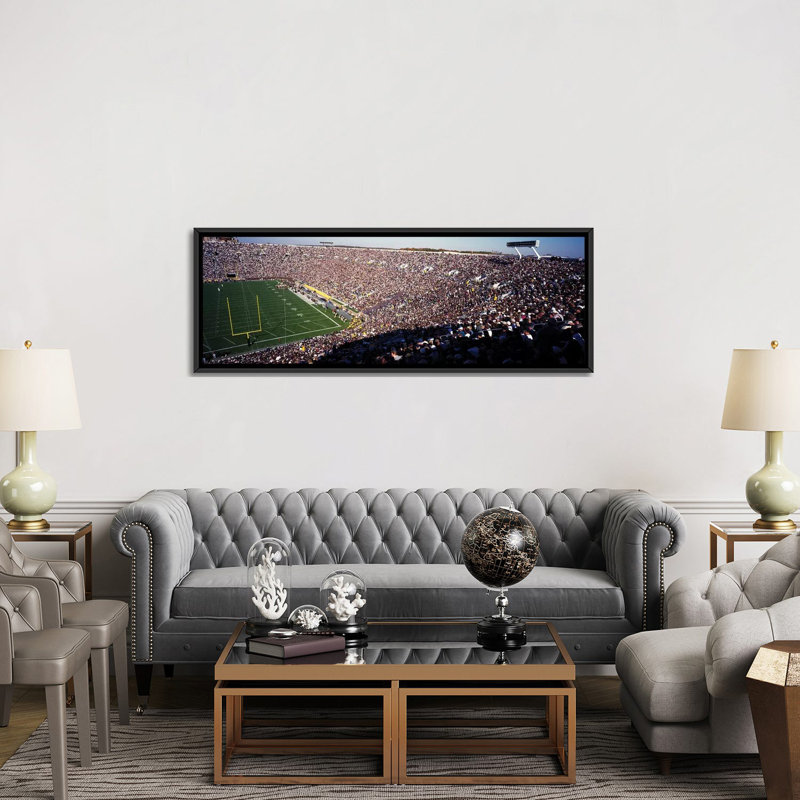 « notre dame stadium américain », reproduction de photo sur toile, H 12 po x l 36 po x P 1,5 po, Toile avec cadre noir