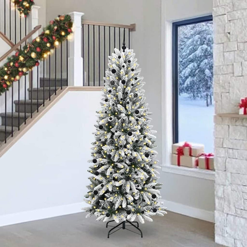 Artificial Christmas Tree with 300 LEDs White, Black, 7.87' H