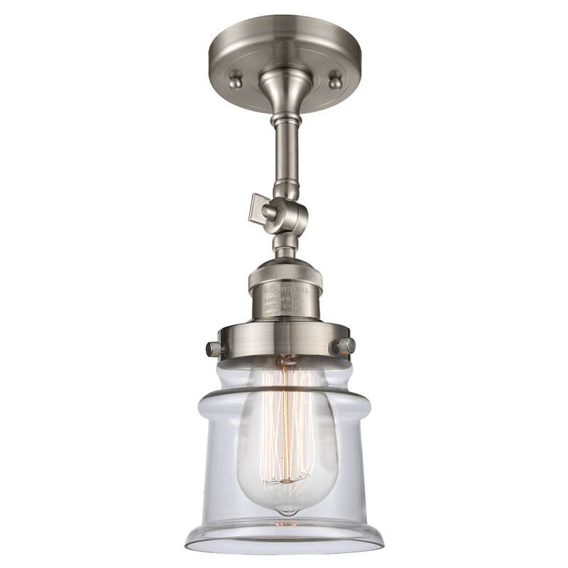 Plafonnier semi-encastré 1 lumière 6 po Alexandira, Ampoule DEL 6 watts Vinage, Transparent, Nickel satiné brossé