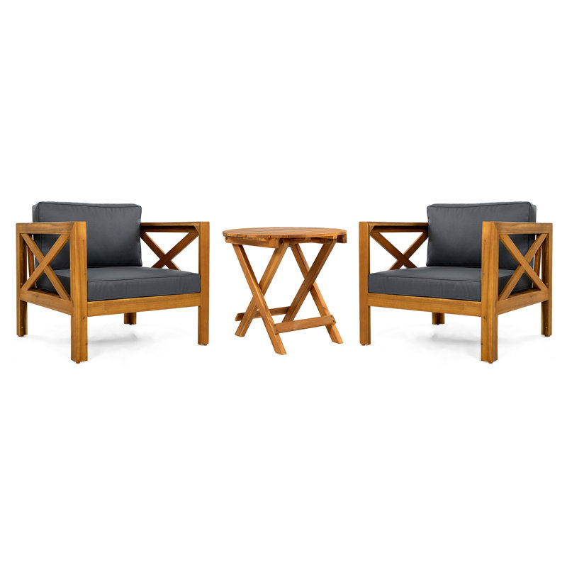Ensemble de conversation 3 pièces pour patio, Gris foncé