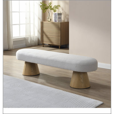 Banc de salle à manger pour la salle à manger, banc de chambre à coucher rembourré pour le vestibule, repose-pieds Boucle pour le salon, tabouret de 64 po de hauteur et pieds en bois beige Capacité de poids de 300 lb