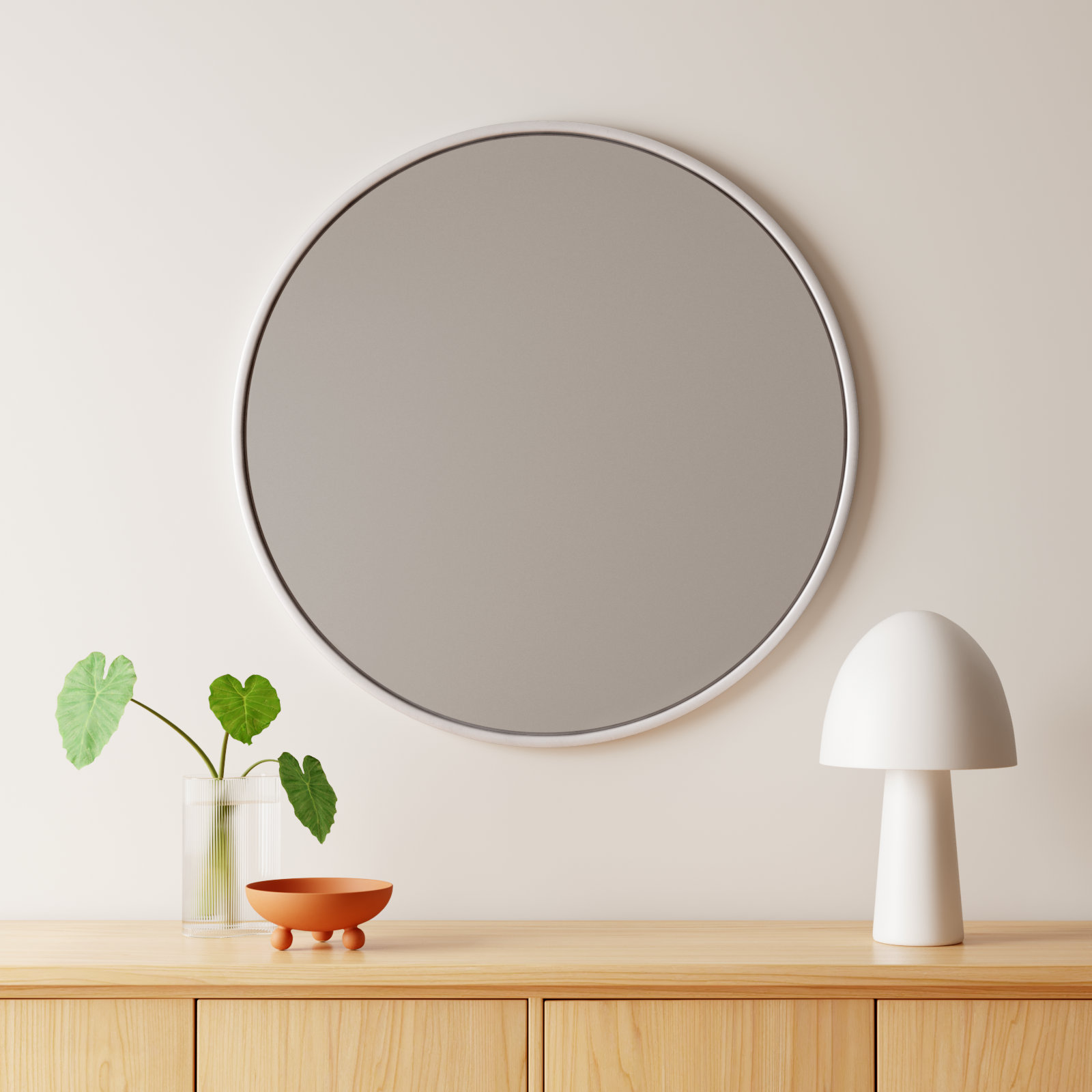 Sabine Metal Round Wall Mirror, Silver, 18" x 18"