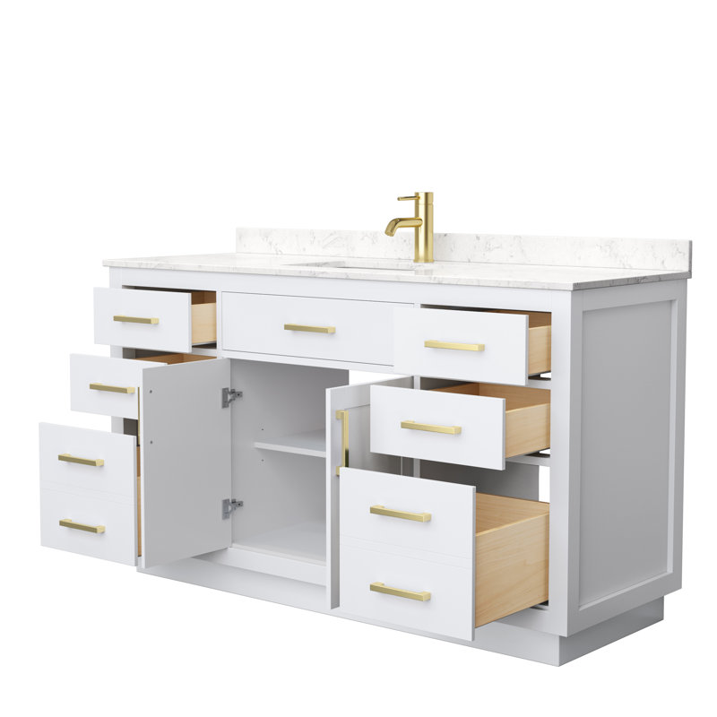 Beckett 60'' White Single Bathroom Vanity with Cultured Marble Top