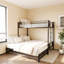 Lit simple escamotable en métal avec garde-corps et échelle intégrée, cadre convertible peu encombrant pour la chambre à coucher, noir