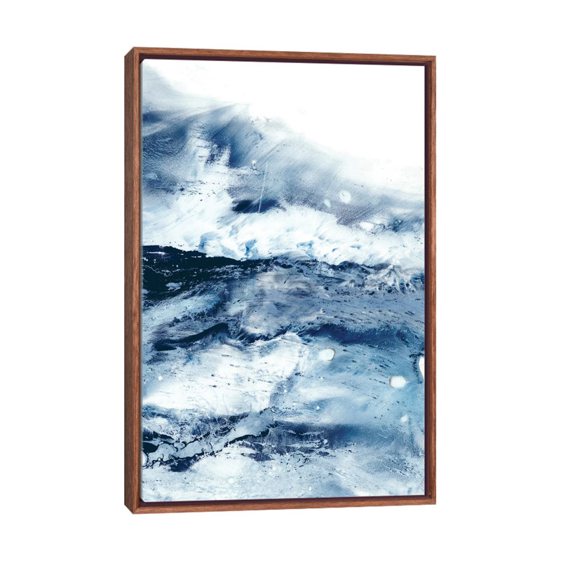 Reproduction d’art, "Indigo Tides I" par Ethan Harper, H 60 po x l 40po x P 1,5 po, Toile avec cadre en bois brun classique