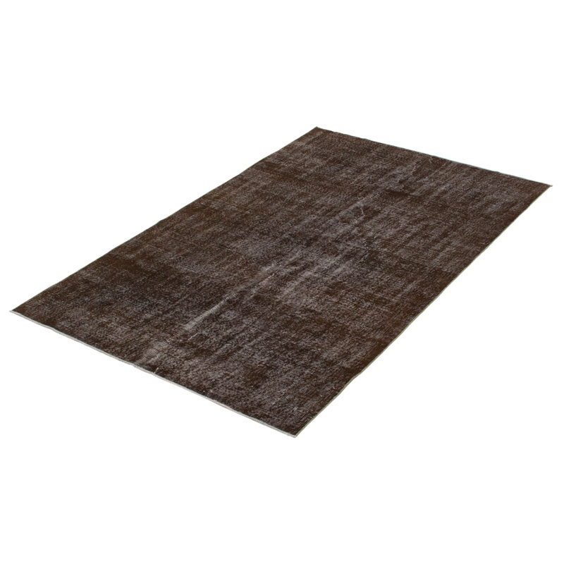 Tapis noir en laine noué à la main de conception unique 2000S 4 pi 11 po x 7 pi 10 po Oktawian