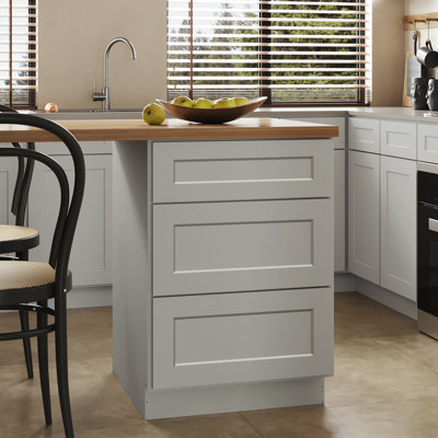 Meuble bas standard HOMEIBRO Cozy Design, 61 cm (L) x 61 cm (P) x 88 cm (H), en contreplaqué, style Shaker, couleur gris tourterelle.