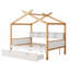 Cadre de lit en bois original avec deux tiroirs et espace de rangement pour bibliothèque-1389254862