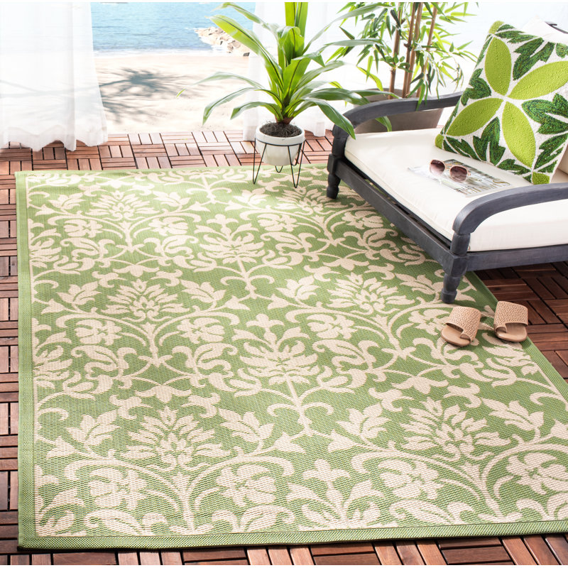 Tapis d'intérieur / extérieur Davonia Performance Damask, Rectangle 2 pi 7 po x 5 pi