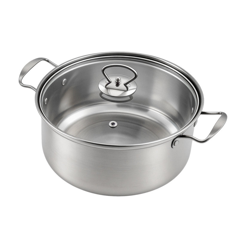 Living And Home 410 Stainless Steel + Glass Stock Pot, Silver