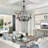 8 Light 2 Tier Dimmable Black Wagon Wheel Chandelier - Medium 