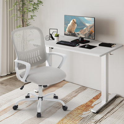 Modern Home Office Desk and Chair Set, Adjustable Standing Desk Paired with Ergonomic Mesh Chair for Maximum Comfort
