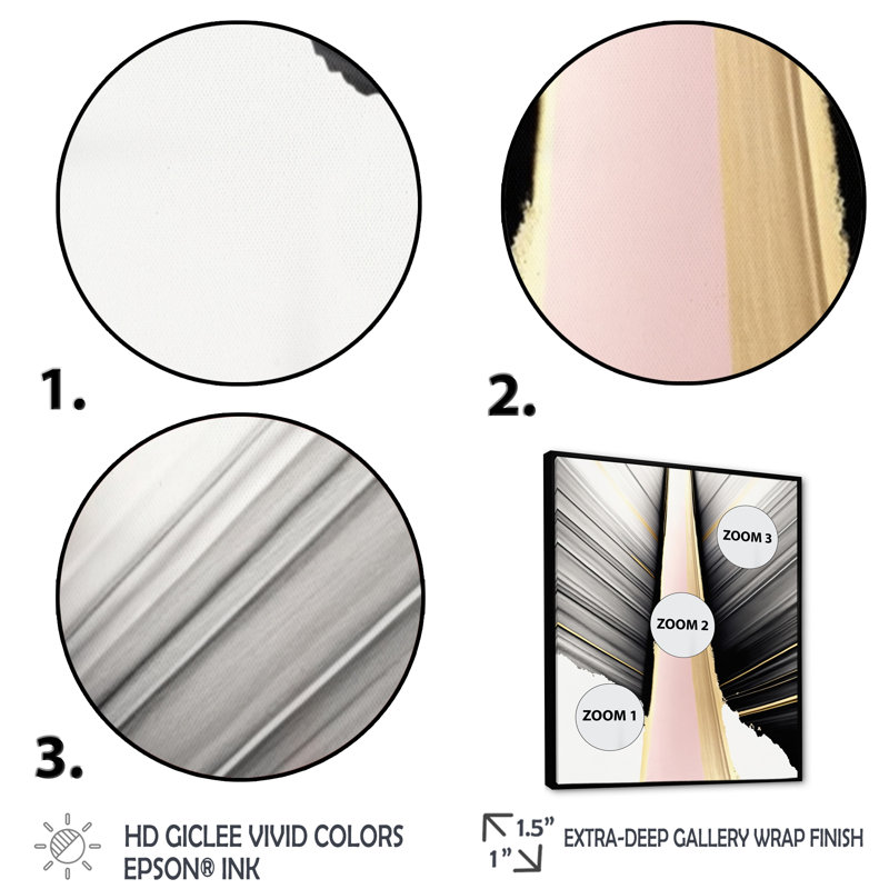 «Minimalisme rose et doré», reproduction sur toile, H 20 po x l 12 po x P 1 po, Cadre flottant noir