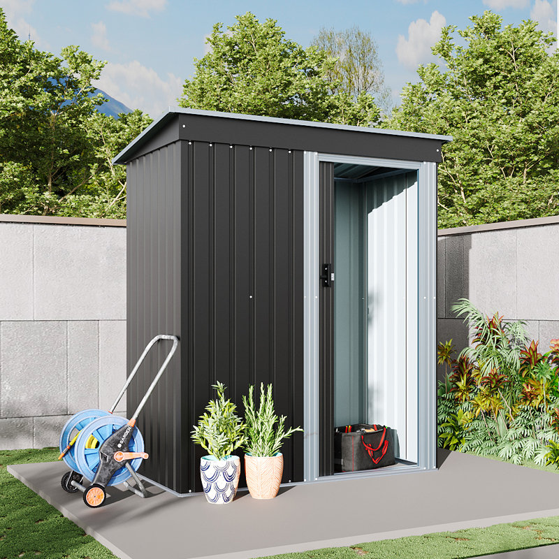 Senga 5ft. W x 2.5 ft. D Metal Pent Tool Shed Garden Shed