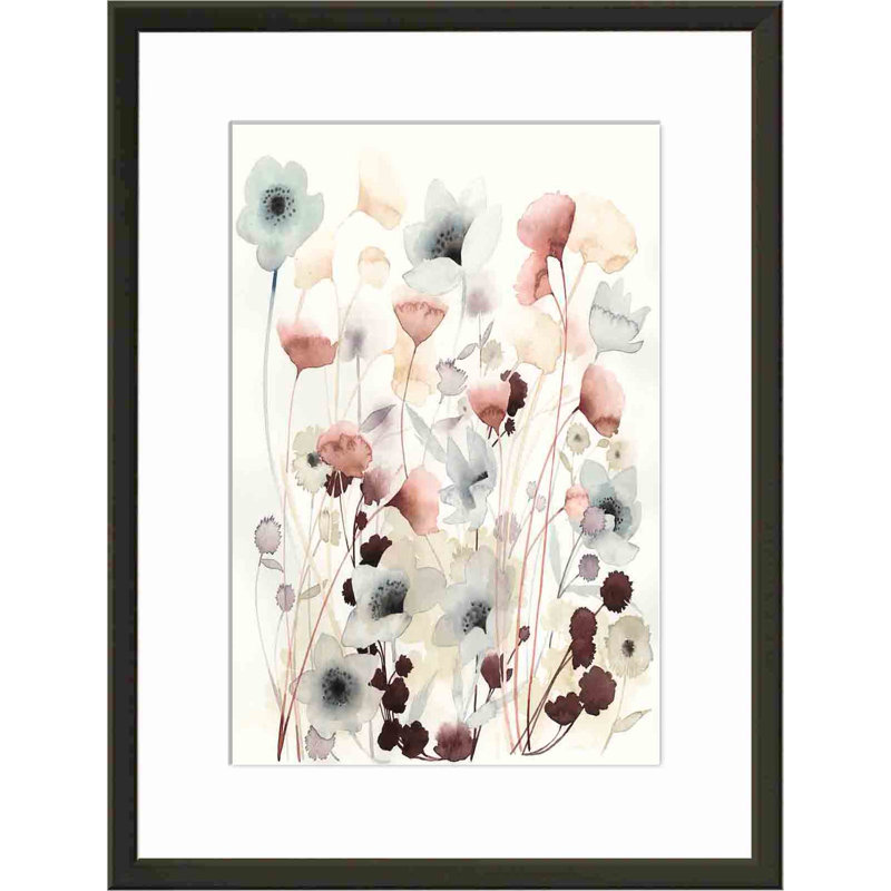 «Nc Bespoken Blossoms I» par Grace Popp - peinture encadrée, Noir, H 12 po x l 12 po
