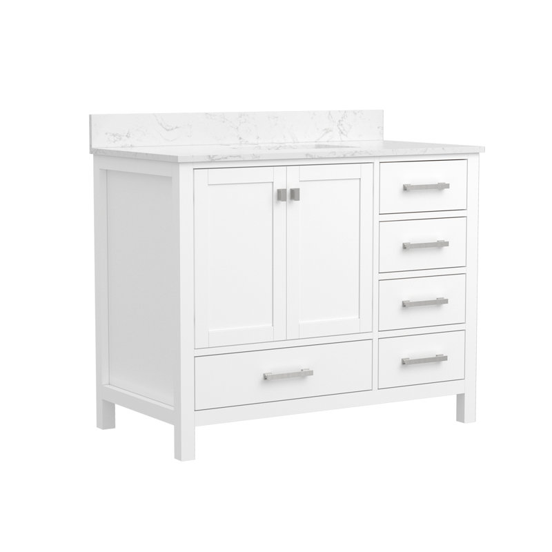 Meuble-lavabo double en bois massif et manufacturé Yakia, White, 42