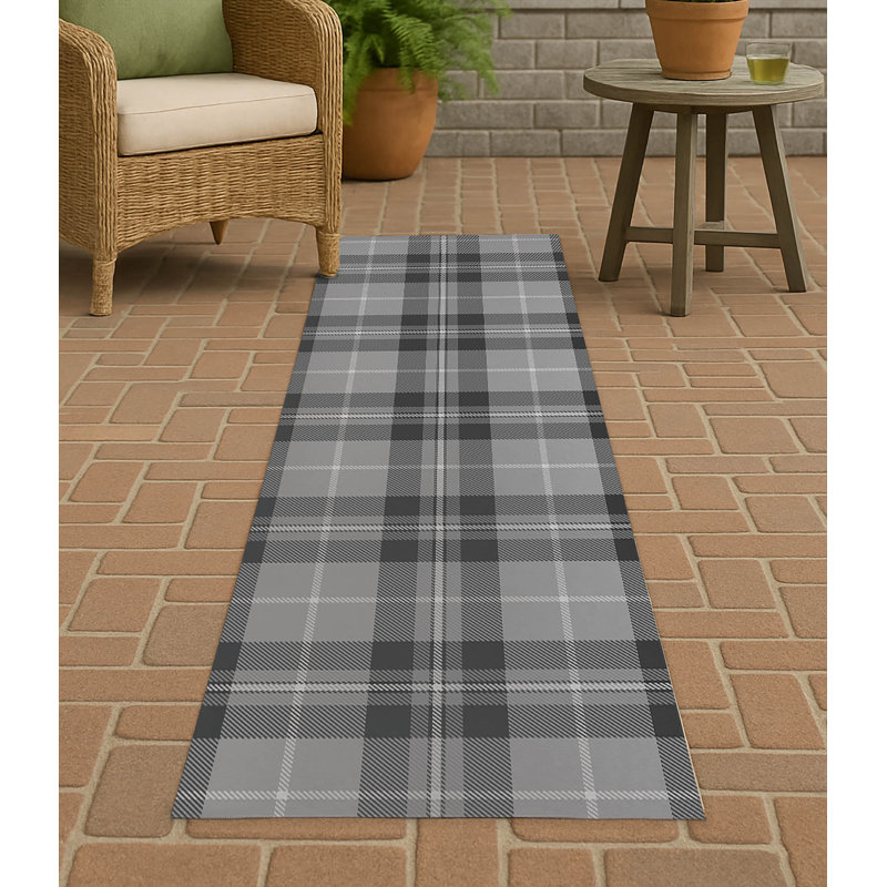 Tapis d'extérieur antidérapant Tartan Block, Tapis de couloir 2 pi 6 po x 8 pi