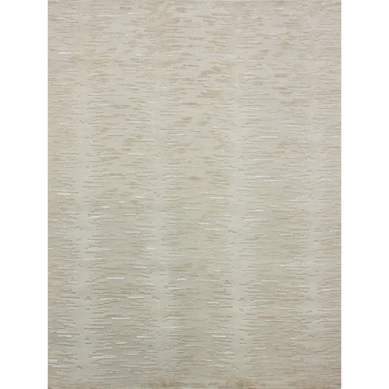 Abstract Area Rug in Cream/Silver, Rectangle 9' x 12'