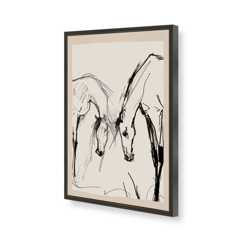 Impression sur toile, "Deux chevaux" par Nadja, Noir, H 24 po x l 18 po