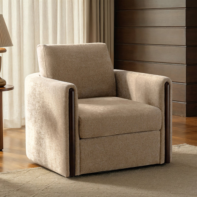 Upholstered Swivel Armchair, Sand
