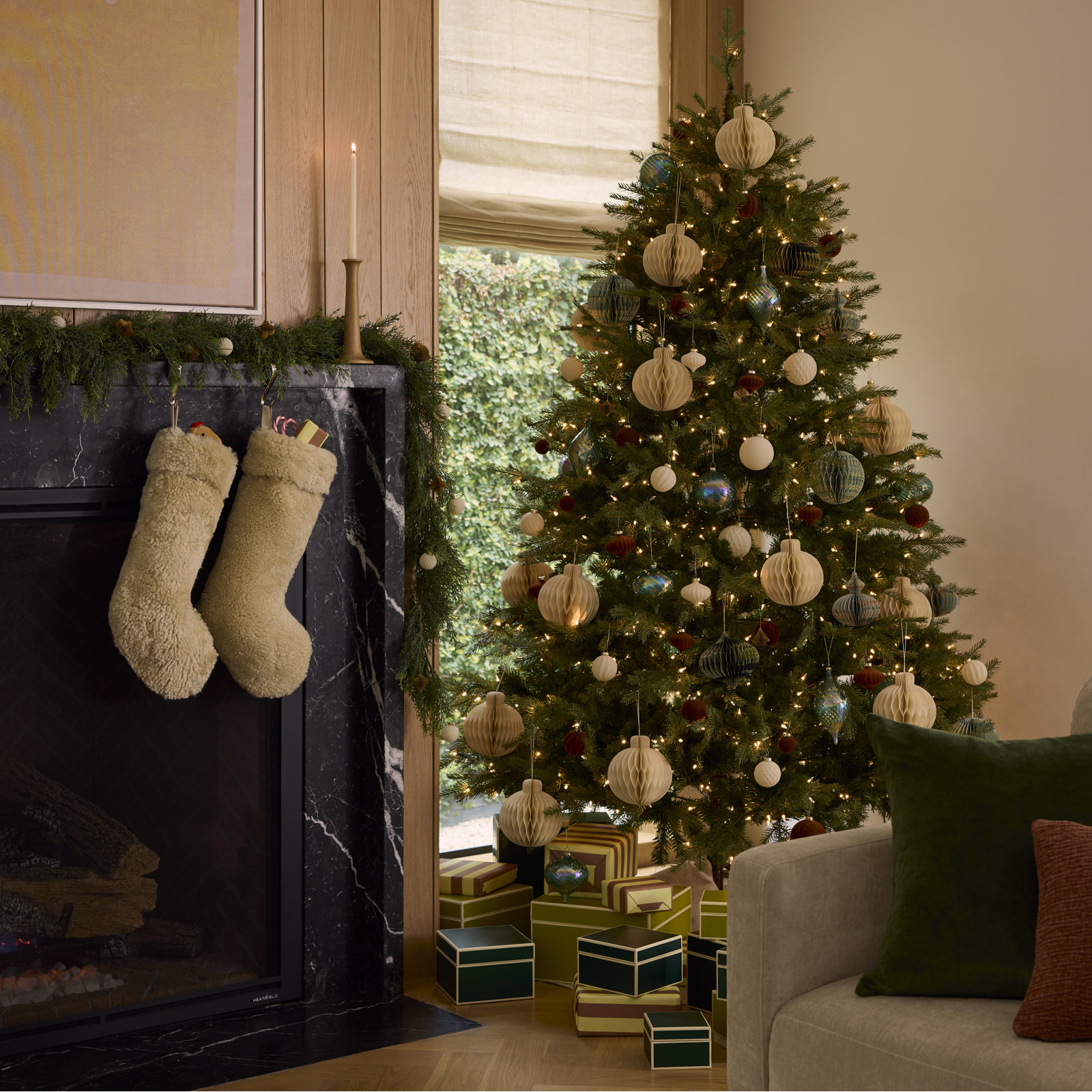 Miriam Paper Deco Sphere Ornaments, 12" H x 11" W x 11" D