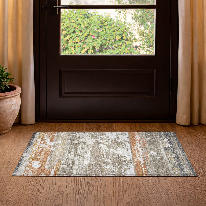 Tapis à rayures lavables à la machine de qualité supérieure Mayfield AMF2398, Taupe, 2 pi 6 po x 3 pi 10 po