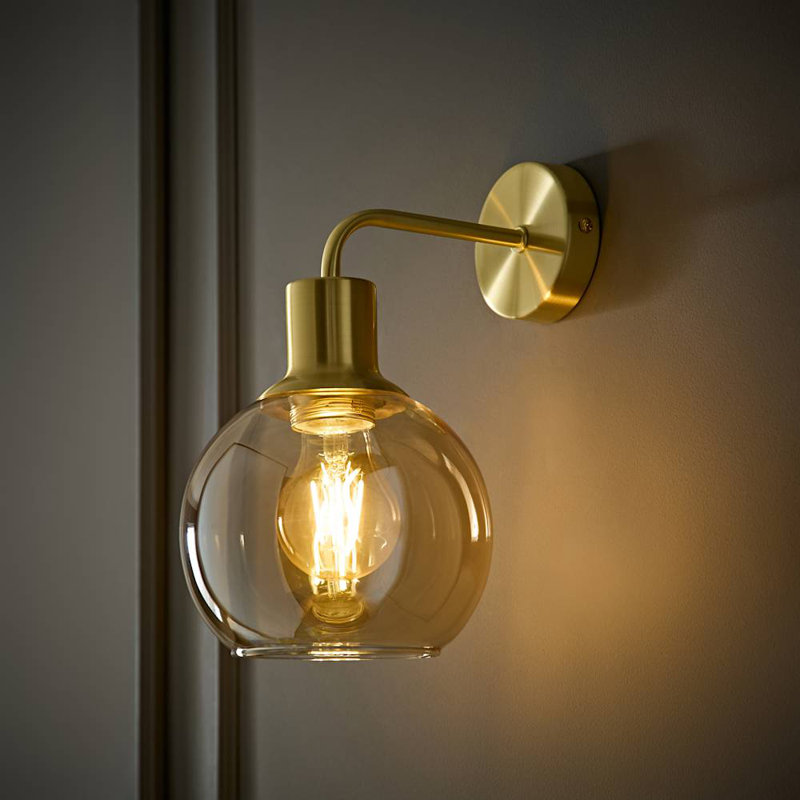Bellamy Glass Wall Light, Yes, Brushed Gold
