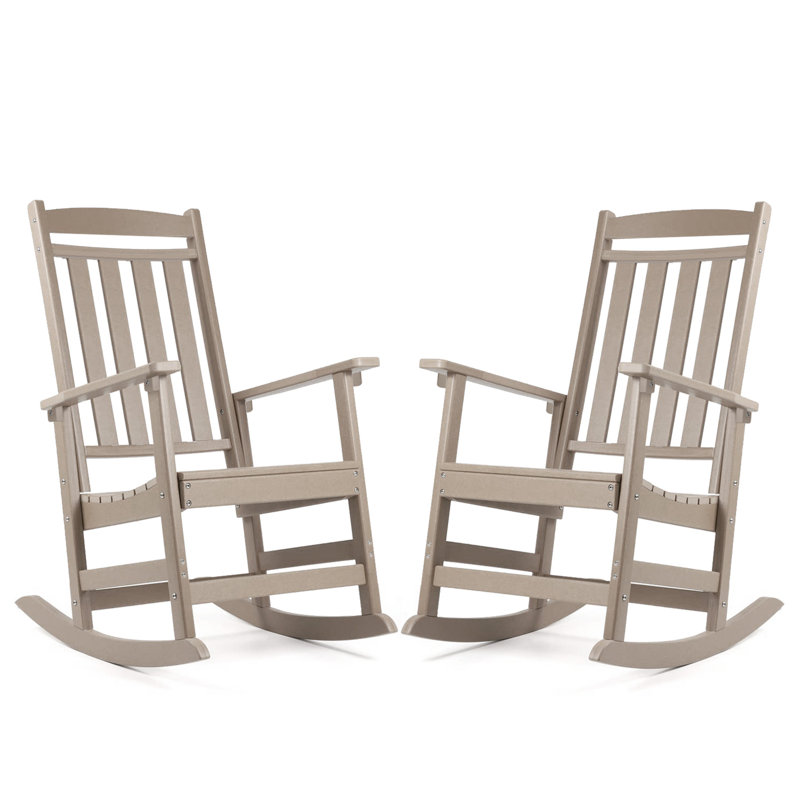 Oxing HDPE Outdoor Rocking Chair, Brown