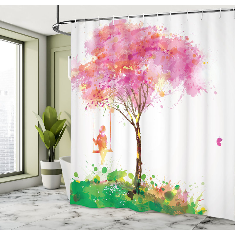 Shower Curtain with Hooks Included, 70"H x 69"W
