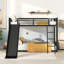 Metal Bunk Bed With Slide, Twin Over Twin, Black