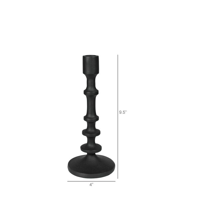 Candlestick, Black, 9.50" H x 4" W x 4" D