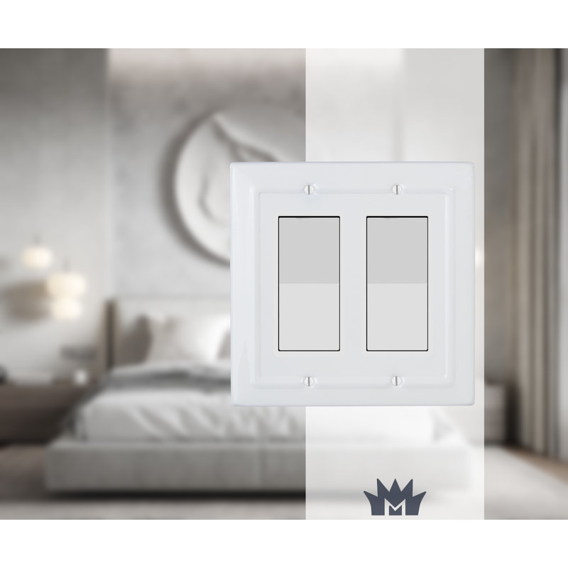 Classic White Double Rocker Wall Plate with Powder Coated Finish