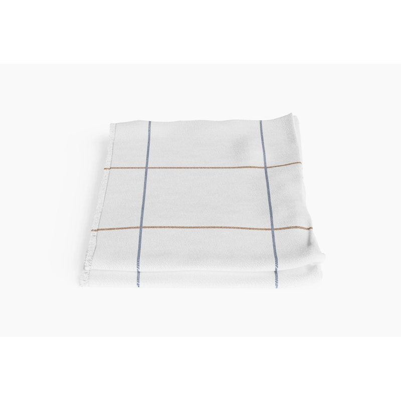 Bug Shield Outdoor Throw Blanket, 50" W x 60" L, Swan White Windowpane Plaid Plaid