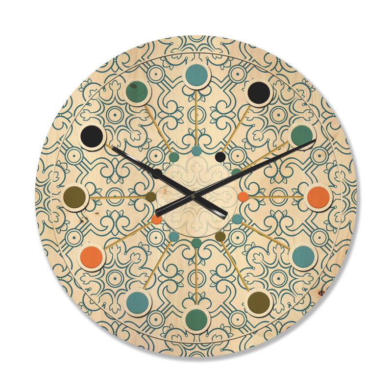 Horloge murale en bois à motif floral IV, Petit
