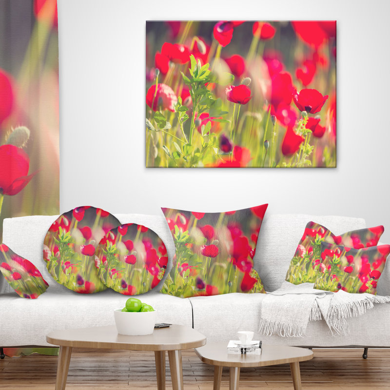 Coussins floral sur un oreiller de fond, 16 po x 1 po, Coussin décoratif