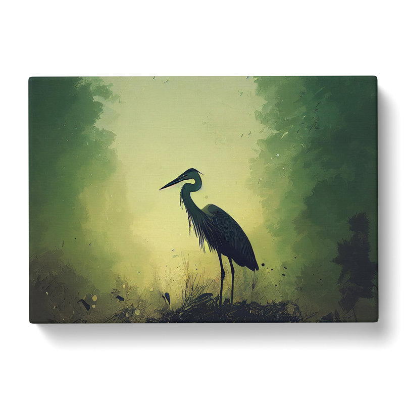 Heron Bird Art Painting - Wrapped Canvas, 40cm H x 60cm W x 3cm D