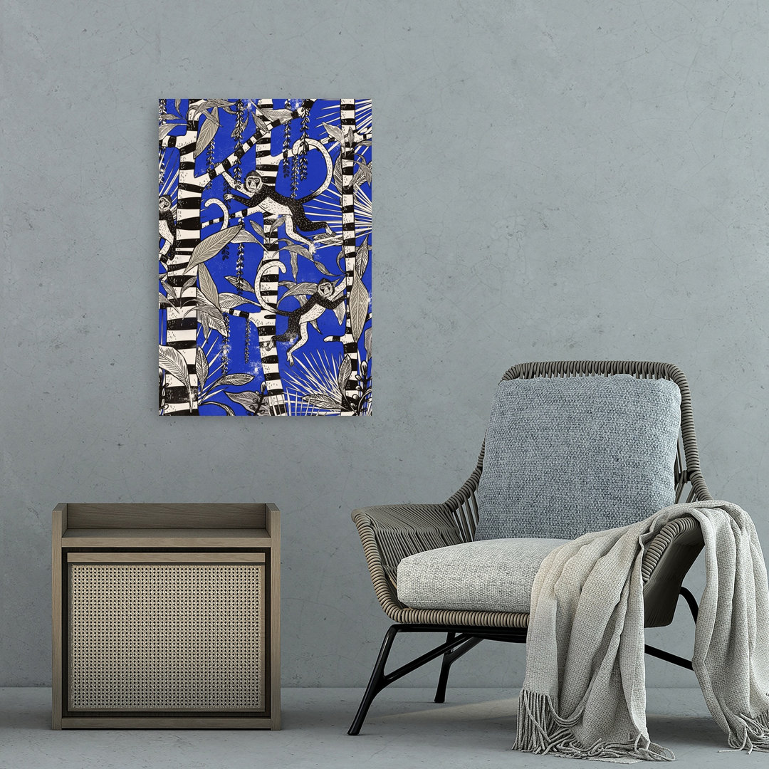 Playful Jungle Monkeys Playful Abstract Monkey Forest Nature Wall Art Print