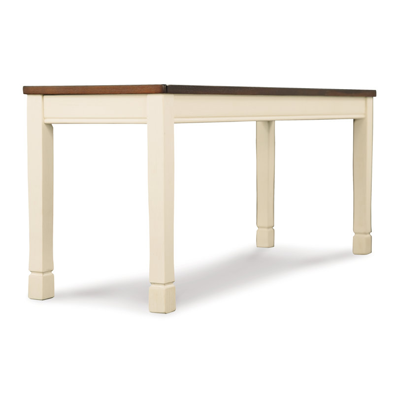 Brown and White Transitional Wood Dining Bench